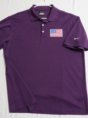 L-2XL USA Purple Nike Dri-Fit Men's db #A12 Golf Polo Shirt